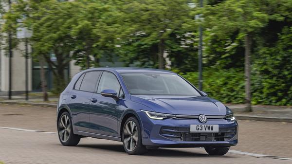 Blue 2024 Volkswagen Golf front parked